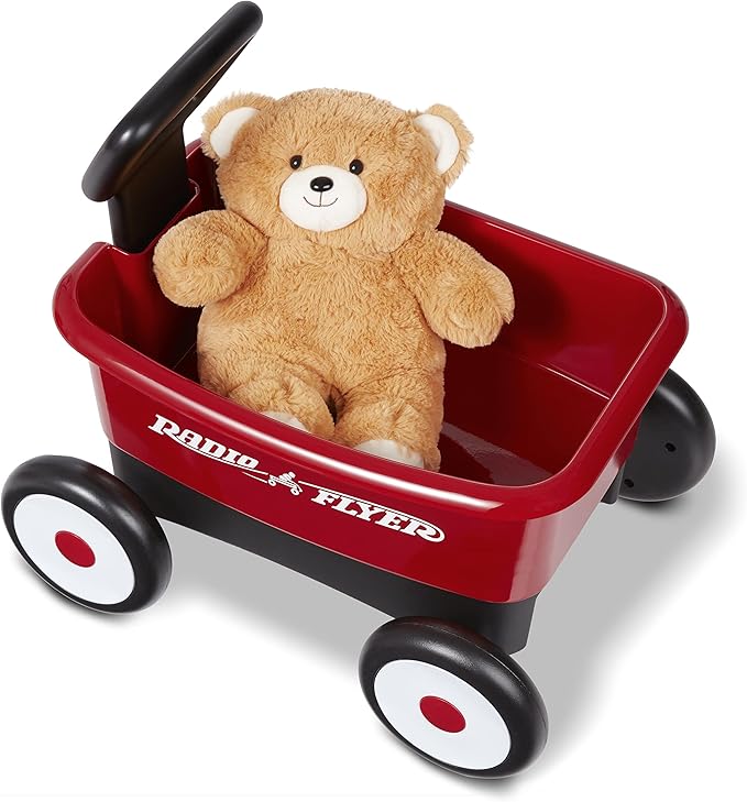 Radio Flyer Push & Pull Walker Wagon with Teddy Bear, Red, for Kids 1-4 Years Old, Locking Handle for Stability, Baby Push Walker Converts to Pull Wagon, for Indoor & Outdoor Play