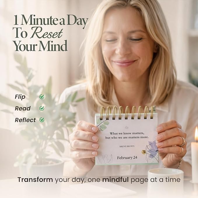 MESMOS Mindfulness Perpetual Flip Calendar with 366 Daily Affirmations - Self Care Gifts for Women, Teacher Appreciation, Inspirational Office Desk Decor, Stress Relief Desk Accessory Gift for Women