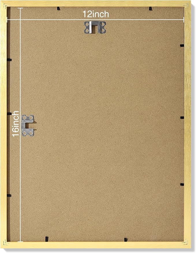 Vittanly 12x16 Picture Frames Set of 9 for Wall Mounting, Gold | Display Pictures 11x14 with Mat or 12x16 without Mat, Engineered Wood with Shatter Resistant Plexiglass, Gallery Photo Frames