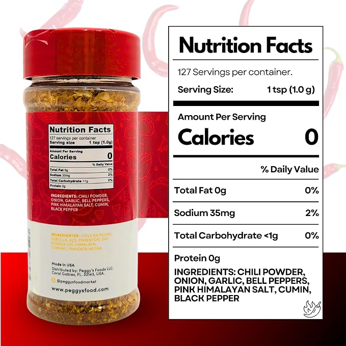 My Secrets Peggy’s Food Sassy Chili Blend Spicy Chili Seasoning – Hot Chili Powder Seasoning– Perfect Blend of Chilies & Herbs With Himalayan Pink Salt – No Preservatives or Additives – 4.5 oz Pack