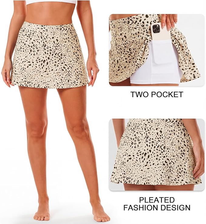 Stelle Women Tennis Skirt High Waisted Athletic Golf Skorts with Pockets | Tummy Control, Built-In Shorts, Deep Pockets, Pleated, Breathable, Lightweight, Tennis, Golf, Pickleball, Running, Workout