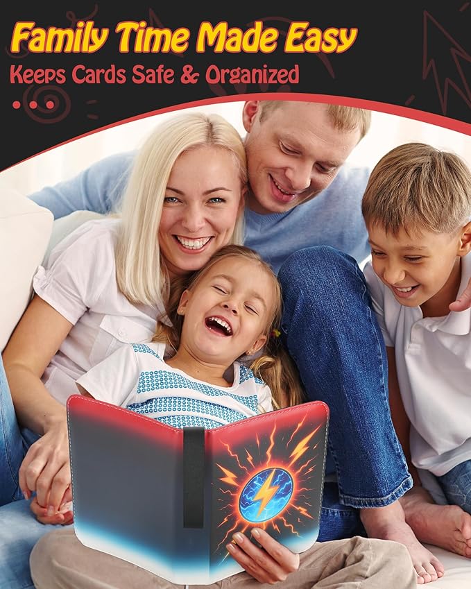 4-Pocket Trading Card Binder, 120 Pages Holds 480 Cards, PU Leather Side-Loading Card Album, Acid-Free Archival Sleeves, Durable Card Organizer for MTG, TCG and Sports Cards, Birthday & Christmas Gift