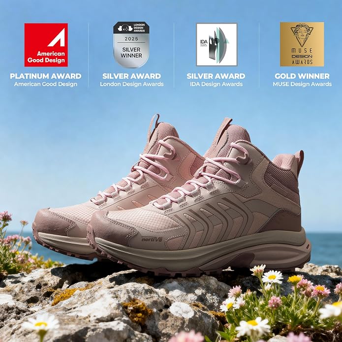 NORTIV 8 Women‘s Hiking Boots Waterproof Lightweight Outdoor Trekking Non Slip Comfortable Camping Ankle Breathable Everyday Boot Armadillo FieldLite