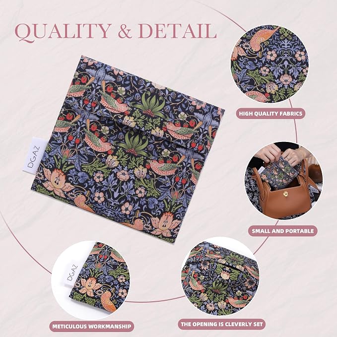 DGAZ Sanitary Napkin Storage Bag, Period Bag for Teen Aged Girls, Portable Period Bag for Panty Liners/Menstrual Cup/Small Tampons，Mini Makeup Bag for Purse(Retro Bird)