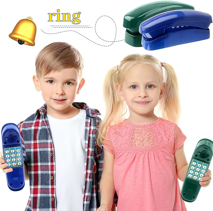 2 Pack Swingset Phone Toys Playground Swing Set Telephone Plastic Pretend Play Telephone with Numeric Key for Kids Outdoor Playground Treehouse Accessories (Green, Blue)