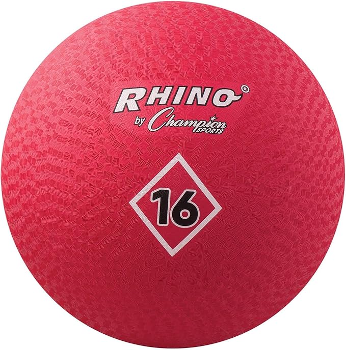 Champion Sports Playground Ball – High-Bounce 2-Ply Construction, Durable Red Ball for Throwing, Catching & Kicking - Multiple Sizes (5", 6", 7", 10", 13", 16")