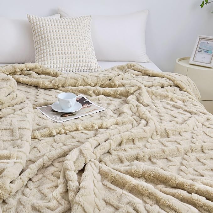 Aganear Throw Blanket - Cozy Soft Lightweight Fuzzy Throw Blanket for Women Portable Throw Blankets for Couch, Warm Present for Birthday, Christmas, Halloween, Housewarming(50"x60", Khaki) | Lightweight Fuzzy Throw,Warm Gift for Women,Christmas,Housewa...