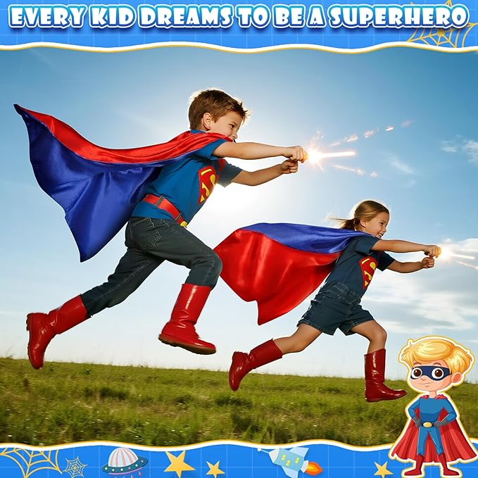 InPoTo Superhero Capes for Kids,Hero Capes and Masks Fit for 4-12years old boy and girls Dress up and Holiday Costumes.