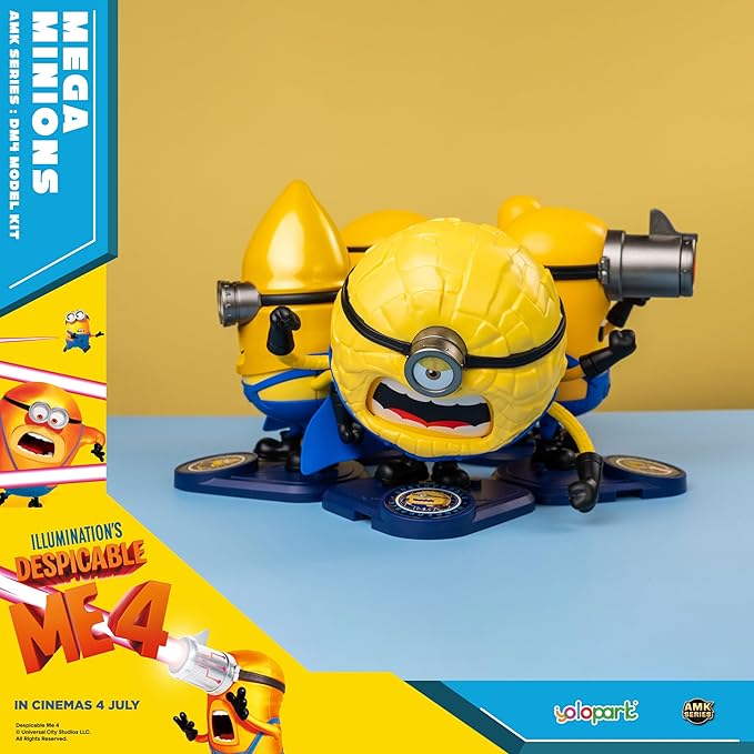YOLOPARK Despicable Me 4 Toys, 4.7 Inch Minions Mega Jerry Action Figures, 360° Rotatable Body with 3 Changeable Facial Expressions Minion Model Kits, Gifts for Kids Ages 8 Years & Older