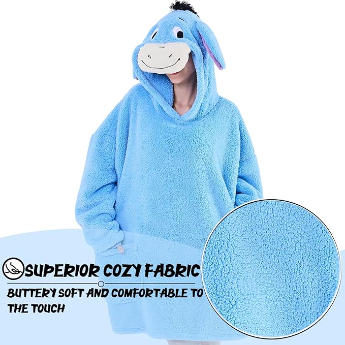 NEWCOSPLAY Wearable Blanket Hoodie Sherpa Hoodie Blanket for Women Men Warm Oversized Sweatshirt with Pockets