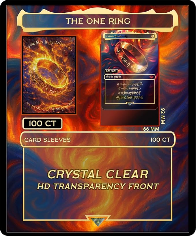 MTG Card Sleeves with 100 Pcs, Waterproof Textured Back Art Sleeves Deck Protector, HD Clear Front & Matte Back, Ultra-Durable, Smooth Shuffle Standard Size Card Sleeves Fit TCG MTG Cards-The Ring