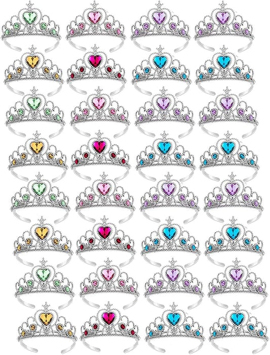 32 Pcs Tiaras Crown Set, Princess Dress Up Costume Party Accessories Costume Xmas Party Favor Plastic Crown for Girls Women Kids
