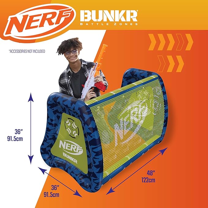BUNKR Battle Zones NERF NERF Stadium Pack – 9-Piece Inflatable Barricade Shield Bunker Set for War, Laser Tag, Foam Dart Blasters, Gel Blasters, Water Blasters & Outdoor Battle Play