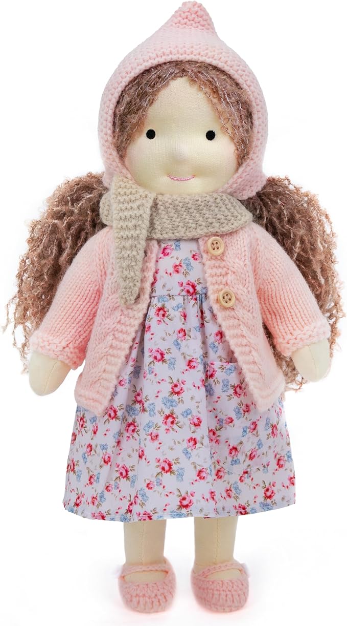 Waldorf Doll - Handmade Personalized Plush Collectors Doll for Kids Birthday Present with Beautiful Box - Luna 12"
