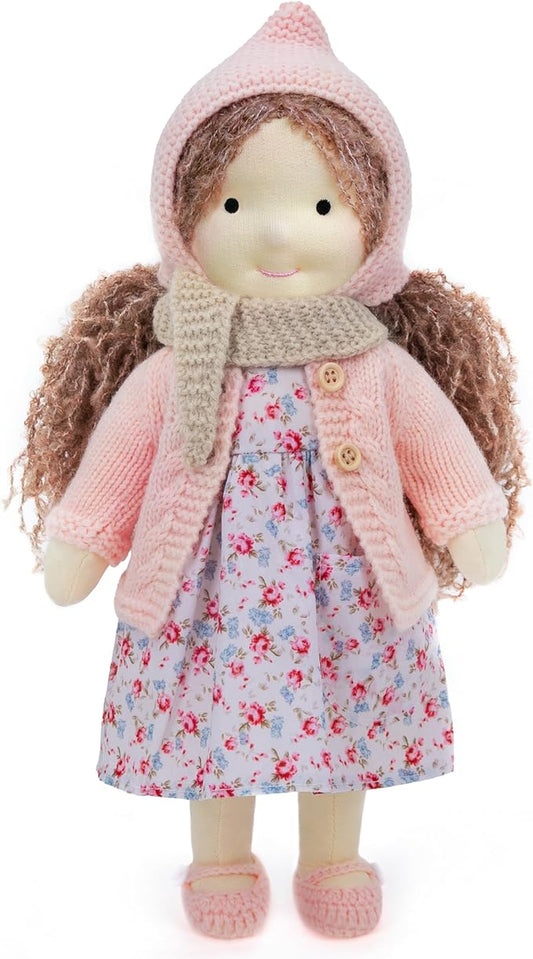 Waldorf Doll - Handmade Personalized Plush Collectors Doll for Kids Birthday Present with Beautiful Box - Luna 12"