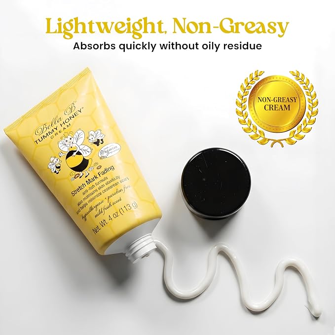 BELLA B NATURALS Tummy Honey Cream 4oz - Bella B Tummy Cream For Fading Stretch Marks - Pregnancy Cream To Prevent Stretch Marks - Stretch Marks Cream For Pregnancy - Pregnancy Stretch Mark Prevention