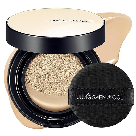 JUNG SAEM MOOL Essential Skin Nuder Cushion | Natural Finish, Buildable Coverage Cushion Foundation by Korean Makeup Artist (Refill Not Included, 0.49 Fl Oz, SPF 50), 21 Medium