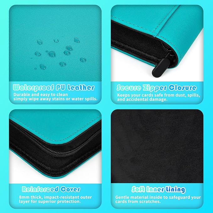 Premium 1000+ Pockets Trading Card Binder, 16-Pocket Ringless Side-Loading Album for TCG, MTG, Lorcana, Sports & Standard-Size Cards
