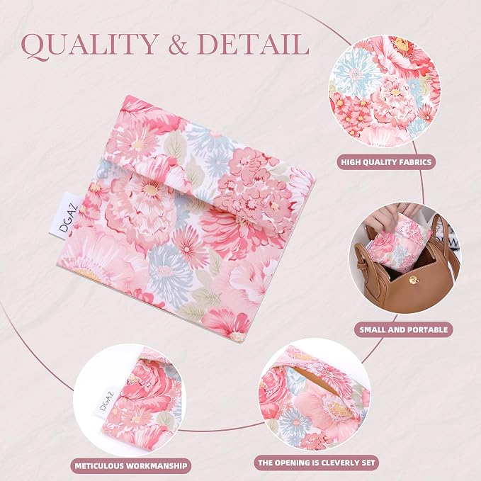DGAZ Sanitary Napkin Storage Bag, Period Bag for Teen Girls, Portable Purse Bag for Panty Liners/Menstrual Cup/Small Tampons