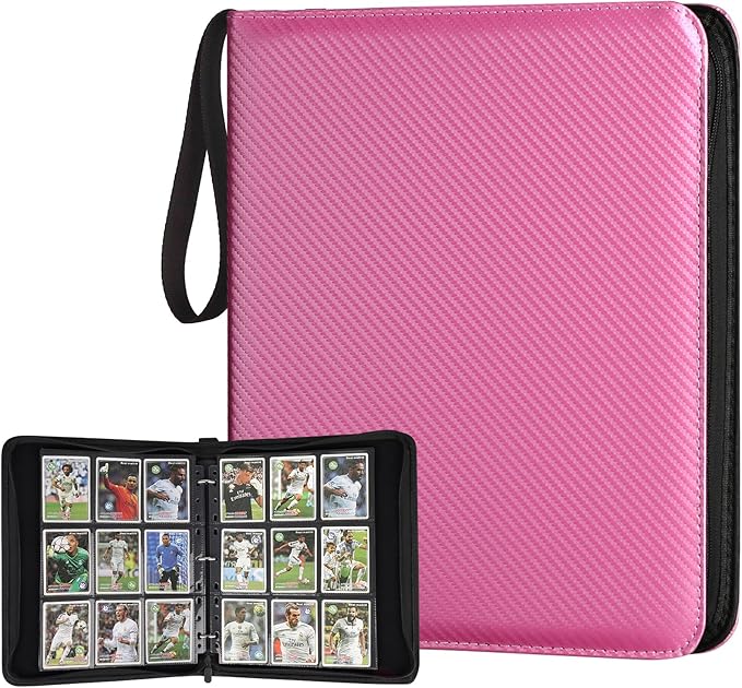 GERMUN 9 Pocket Card Binder, Premium Zip Trading Card Binder, 720 Double Sided Pocket PU Card Collection Binder, Collector Card Album, Card Folder for MTG, TCG, Sports Cards, Game Cards (Pink)