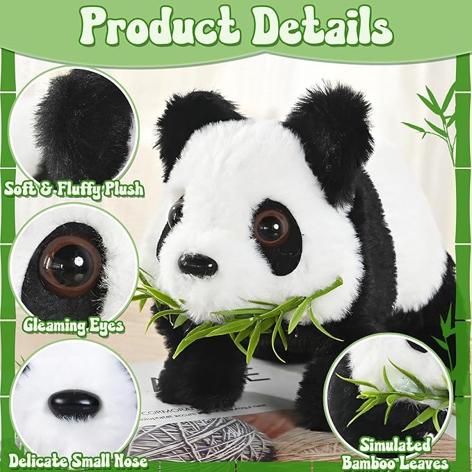 STAY GENT Electronic Panda Toy with Sound for 3+ Kids, Interactive Animated Plush Toy Panda Walking & Wiggling Ear, Educational Stuffed Animal Gifts for Toddlers Boys Girls Birthday Xmas