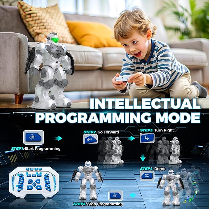 Robot Toys for Kids, Toys for 6 7 8 9 10 Year Old Boys Girls, Remote Control Toys with 2.4GHz Gesture Sensing, Programmable Singing Dancing RC Robot, Birthday Gifts for Boys and Girls