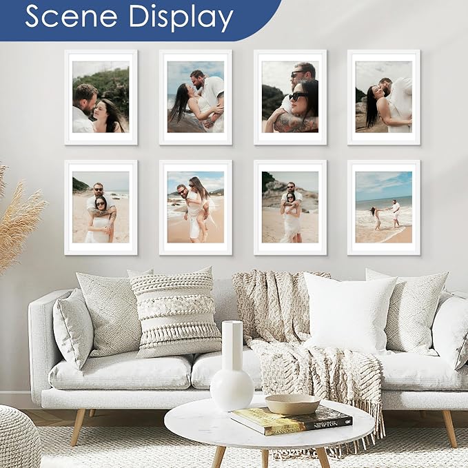 18x24 Poster Frame Set of 6, Wall Mount Display, White | Display Pictures 16x20 with Mat or 18x24 Without Mat, Horizontal or Vertical, Gallery Wall Frame Set, Wedding Birthday Gifts