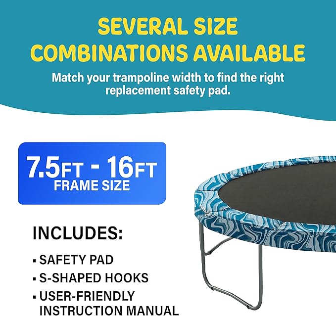 Machrus Upper Bounce Round Trampoline Replacement Safety Pad Spring Cover, Protective Accessories