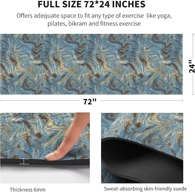 nuveti Yoga Mat Print Extra Thick TPE Non Slip Fitness Exercise Mat with Carrying Bag,72"x24" Extra Thick 6MM Exercise & Workout Mat for Yoga, Pilates Fitness and Floor Exercises