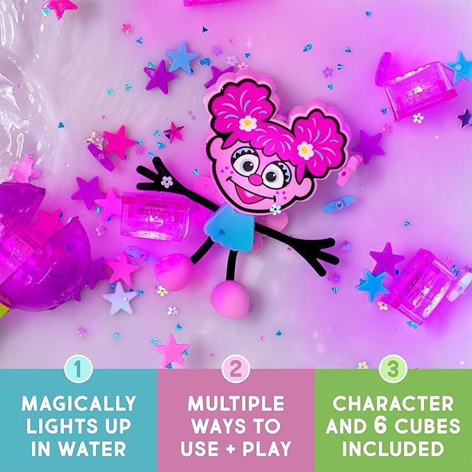 Glo Pals x Sesame Street Water-Activated Light-Up Cubes for Sensory Play (Abby Cadabby - Cubes with Character) - Valentine Day Gift