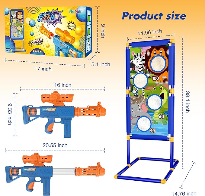 KKONES Shooting Game Toy for Boys - 2 Player Toy Foam Blaster Air Guns, 24 Foam Bullet Balls Popper & Standing Shooting Target, Birthday Gifts for Age 3 4 5 6 7 8 9 10-12 Years Old Kids, Girls