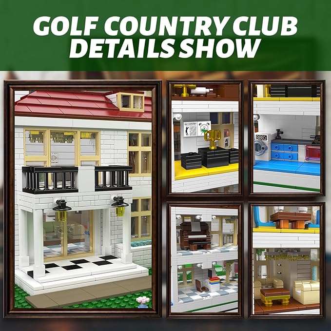Golf Country Club Toy Building Set for Adults Compatible with Lego Golf - Architecture Building House Collection Kit 1860 Pcs for Adults & Teen & Golf Lovers