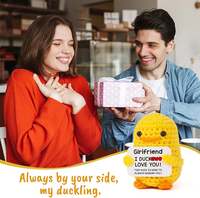 MBL Birthday Gifts for Girlfriend Her - I DCUK Love You, Handmade Crochet Cute Duck Birthday Christmas Stocking Stuffers Xmas for Women BF Girlfriend