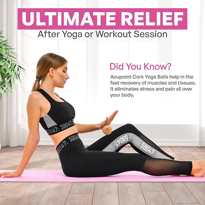 Acupoint Physical Massage Therapy Lacrosse Ball Set Ideal for Yoga Deep Tissue Massage Trigger Point Therapy and Myofascial Release Physical Therapy Equipment Back Foot Plantar Fasciitis (Cork)