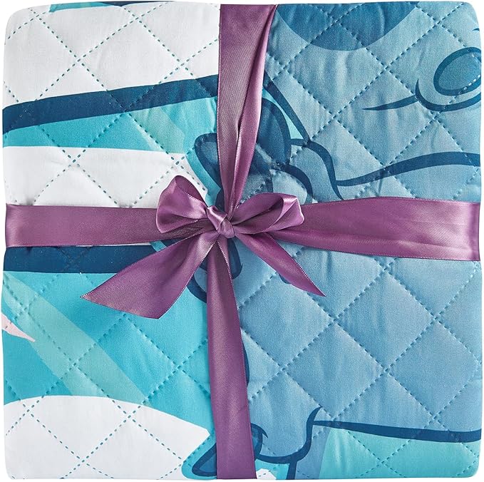 Disney Stitch Bedspread Twin Set for Kids - Bundle with Lilo and Stitch Quilted Bedspread for Twin Bed Plus Stickers, More | Stitch Twin Bedding Set for Boys, Girls