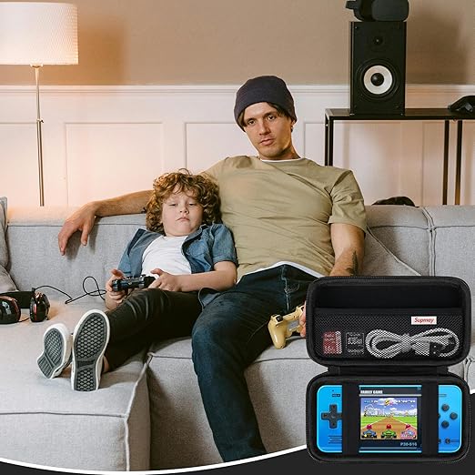 Supmay Carrying Case Compatible with WELLST·G/ for GuaiyeyeAP Handheld Game for Kids -Preloaded 220 Retro Video Games, Portable Gaming Player Storage Holder Travel Bag with Mesh Pocket, Black