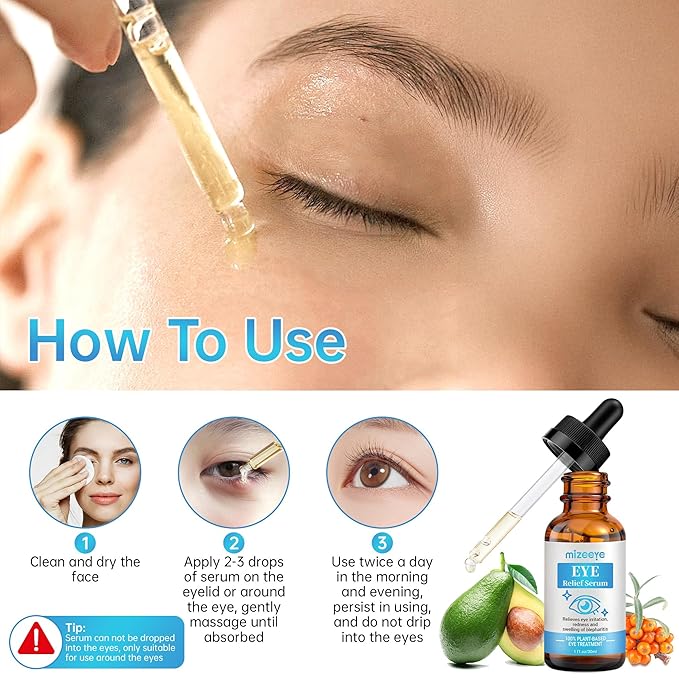 Eye Serum For Chalazion & Blepharitis, 30ML Chalazion Remover For Eyelid, Blepharitis Eyelid Serum With Avocado Oil, Sea Buckthorn Oil & Caffeine, Relieve Puffiness and Eye Fatigue