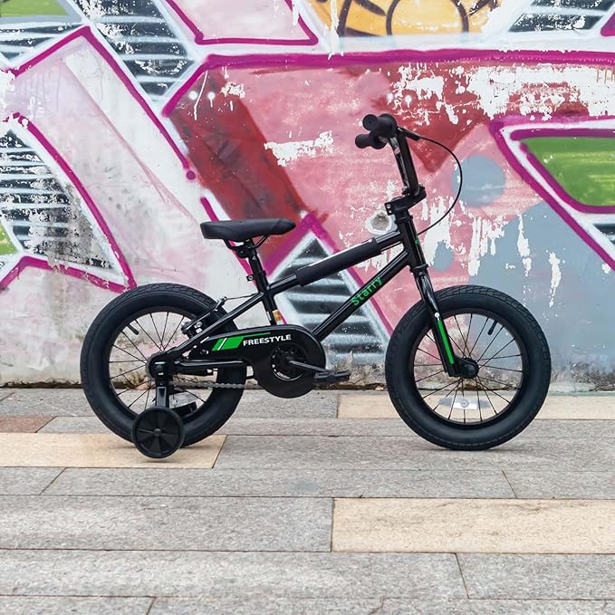 12 14 16 18 Inch Kids Bike BMX Style Bicycle with Training Wheels Coaster Brake for 2-10 Years Old Toddlers Boys Girls Multiple Colors
