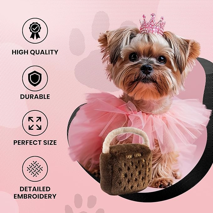 Dog Diggin Designs Runway Pup Collection | Unique Squeaky Parody Plush Dog Toys – Haute Couture Purses & Handbags
