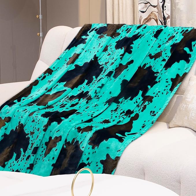 Twin Size Blanket for Bed Couch, Cozy Soft Teal Throw Blanket for Women, Cute Turquoise Fleece Throws for Girls, Graduation Decorations Gift for Her Him School Dorm, 60x80 Inches