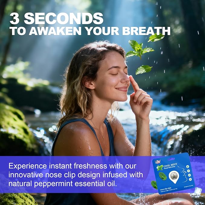 Peppermint Aromatherapy Nose Clip, Soft Wearable Fragrance Accessory, Hands-Free Clip-On Scent Product for Driving, Work and Study, Discreet Personal Aroma(6Pack)