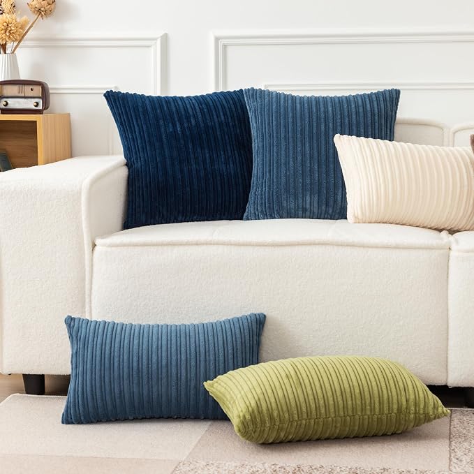 UGASA Soft Velvet Solid Square Decorative Cushion Cover Handmade Pillowcase with Hidden Zipper, 1 Pack, 20x20 inch, Navy Blue