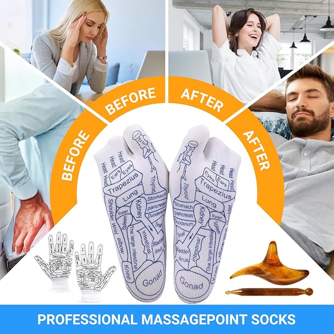 Reflexology Socks，Acupressure Socks，Massage Socks，Finger Massager，Gloves ，Help to Relieve Fatigue and Relax the Body and Mind