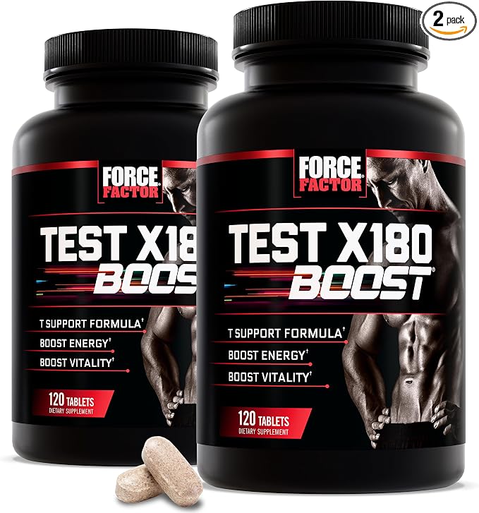 Force Factor Test X180 Boost, 9-in-1 T Support for Men with D-Aspartic Acid, Boron, Fenugreek, Tribulus Terrestris & zumXR to Help Boost Energy, Vitality & Performance, 240 Tablets