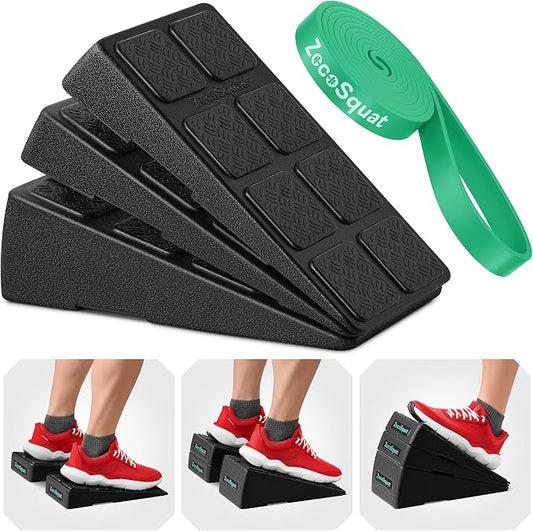 Squat Wedge Block Set of 3/5 - 960 LBS Capacity - Slant Board for Calf Stretching with 5 Stackable Angles - Calf Stretcher Slant Board - Workout Equipment - EPP Material for Exercise Equipment & Physical Therapy