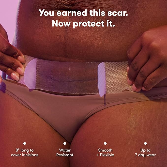 Frida Mom C-Section Silicone Strips, C-Section Recovery Must Have Scar Patches, Reusable Medical Grade Treatment for Keloid Scars, Includes Case & Pouch (Pack of 12)