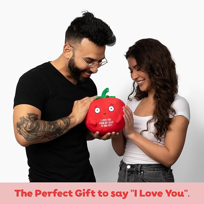 Big Tender Tomato Plushie - Super Soft Stuffed Animal | Adorable Love Gift for Boyfriend, Girlfriend, Husband, Wife, Mom, Dad, Kids, or Best Friend | Valentines Day Gifts for Her or Him