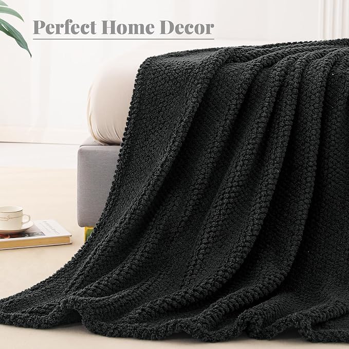 Whale Flotilla Soft Fleece Queen Size Bed Blanket, Black | 90x90 Inch, Suitable for Bed, Fluffy Fuzzy Jacquard Blankets for All Season, Lightweight and Cozy