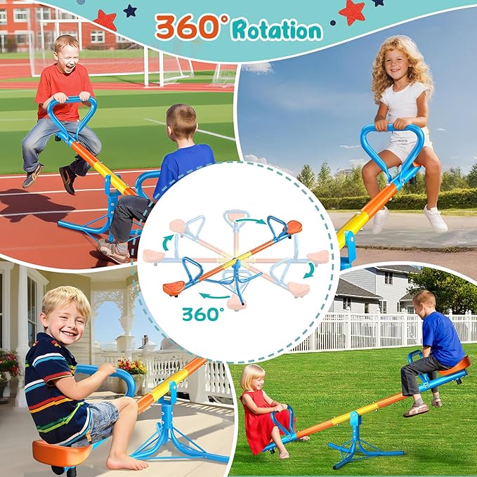 Seesaw -Teeter Totter for Kids Ages 3-8 -Toddler Seesaw with 360° Swivel-Sit and Spin Teeter Totter - Durable Outside Toys for Indoor & Outdoor Playground Playhouse Backyard