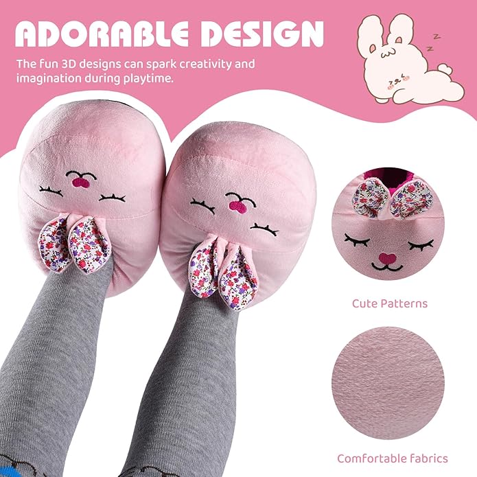 IceUnicorn Toddler Slippers Kids Cute Funny Animal House Shoes Girls Boys Christmas Fluffy Bedroom Indoor Slipper, Cat, Bunny, Unicorn, Axolotl, Fox